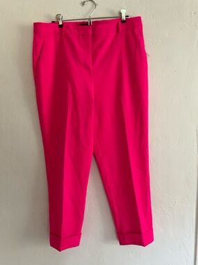 Vince Camuto Hot Pink Slim Leg Cuffed Ankle Trousers 14